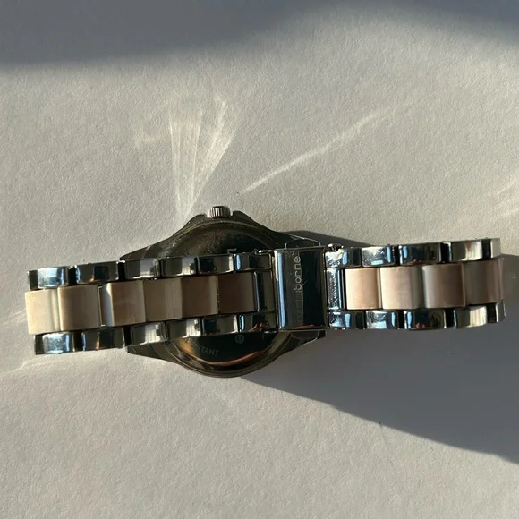 Liz Claiborne Silver Two-Tone Crystal Accent Bracelet Watch - Picture 4 of 8